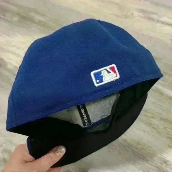 MLB Chicago Cubs New Era 59FIFTY Cool Base Fitted Game Hat Cap Blue Size 7 3/8” - Picture 8 of 10